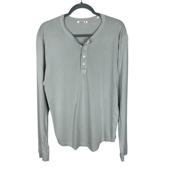 Buck Mason 100% Cotton Henley Shirt Long Sleeve Casual Gray Men's Size Medium - Picture 1 of 7